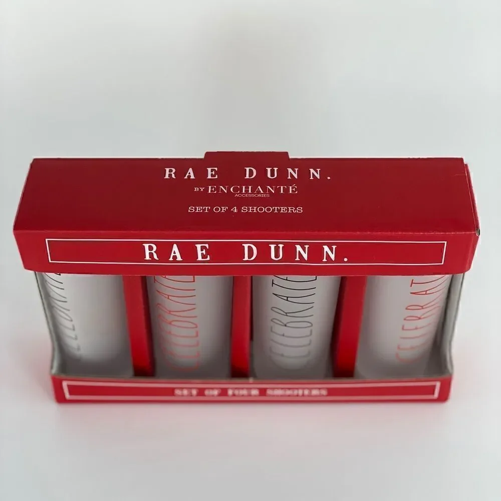 Rae Dunn Set of 4 Celebrate Shot Glass Shooters